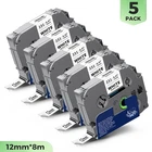 Brother P-Touch TZe-231 5 Pack Tape  ½”(0.47”) x 26.2 ft. (8m)  Black on White