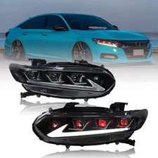 Pair LED Headlights For Honda Accord 2018-2022 Headlamp Red Devil Eyes 8 Lens