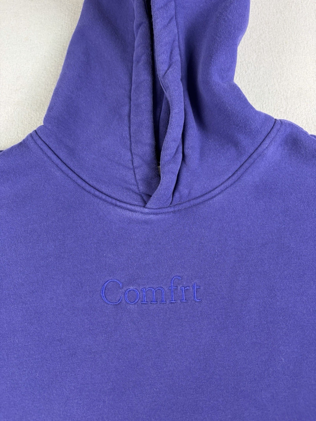 Comfrt Hoodie Mens Medium Blue Fleece Pullover Oversized Unisex Sweatshirt
