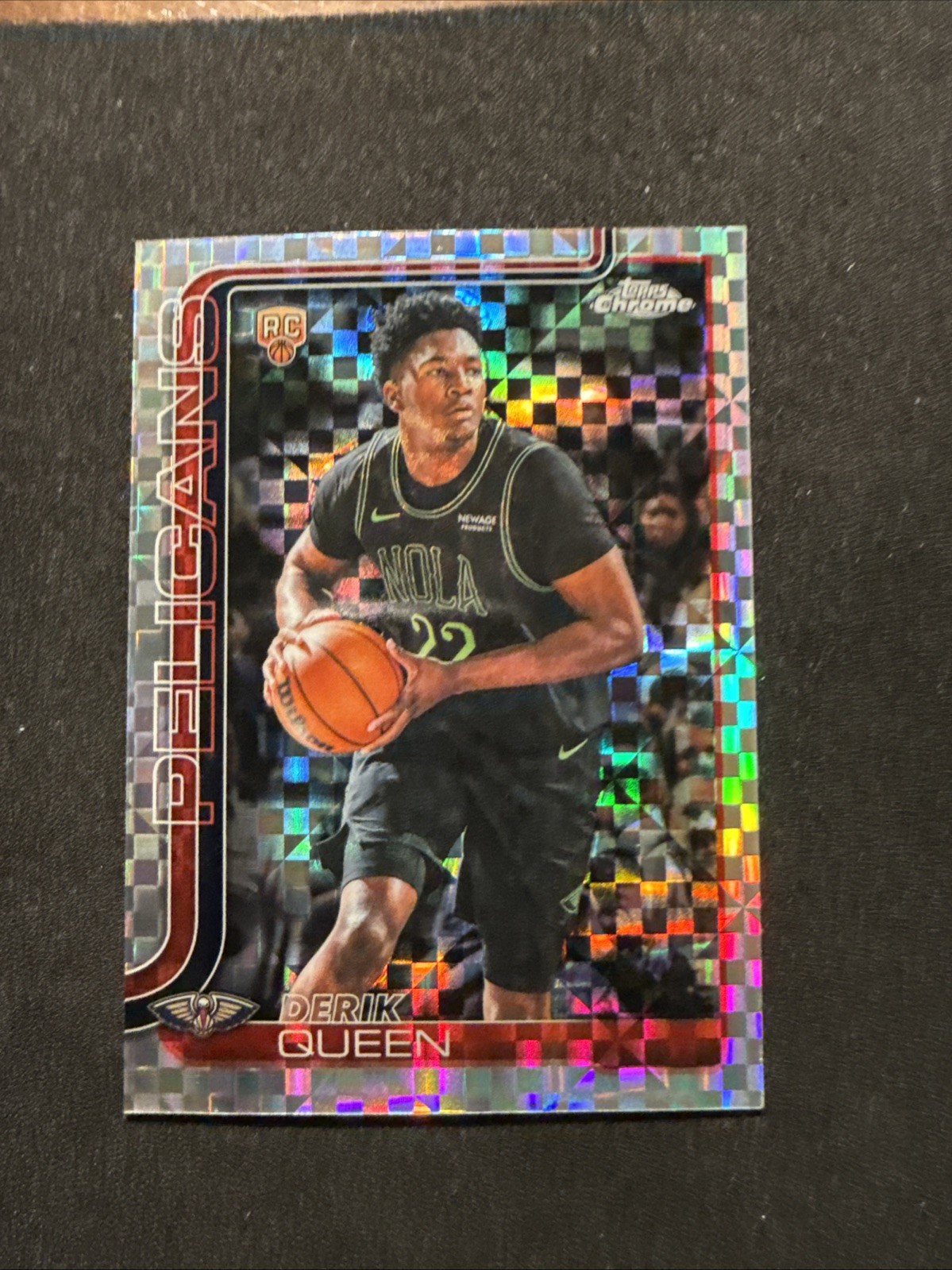 Derik Queen - 2025-26 Topps Chrome Update X-Refractor Rookie #163 Pelicans
