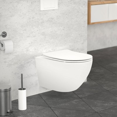 Spülrandloses Wand Hänge WC lang Weiß,matt Toilette Softclose WC-Sitz