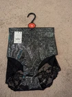 1  X  EX STORES  BLACK METALLIC  MIX  LACE BACK MIDI  BRIEFS  SIZE UK 18  BNWOT