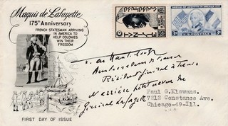 USA cover signed Jean de Hauteclocque French resident general Tunisia 1952 53