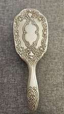 Vintage Antique Vanity Hairbrush Ornate Scroll Design Silver Tone 8"