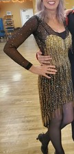Gold Black Latin/Rhythm Competition Ballroom Dance Dress preworn