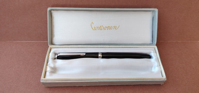 Centropen 1360 Schwarz & Chrom Kolbenfüller Füllfederhalter mit Originalkarton