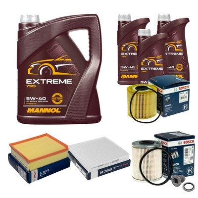 BOSCH Inspektionspaket 8 L MANNOL Extreme 5W-40 für Renault Laguna II