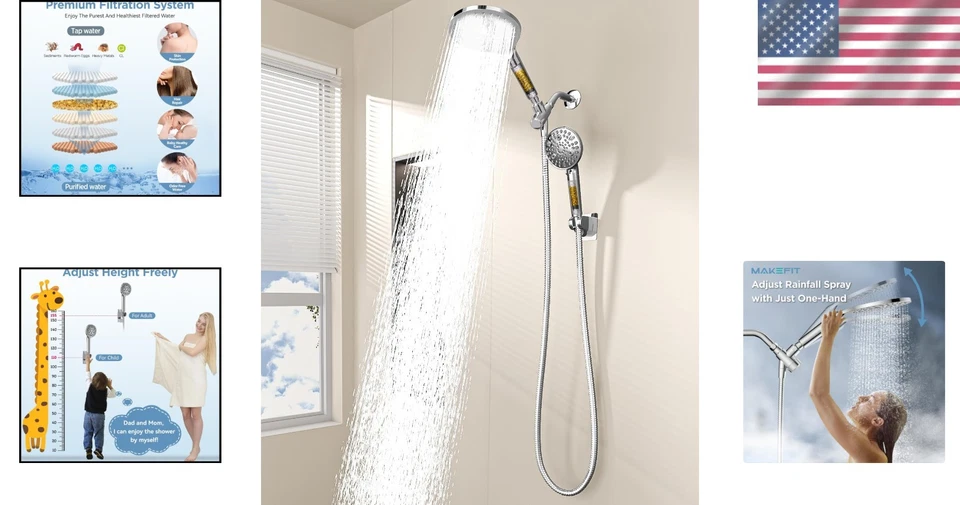 Revitalize Your Shower with High Pressure Dual Filtered Shower Head Set - Chrome - Image 2 of 4