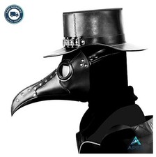 PU Leather Plague Doctor Mask Halloween Cosplay Costume With Adjustable