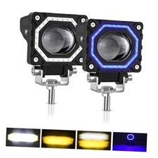 Motorcycle LED Pod Lights, 3Inch Amber White LED Driving Fog Lights with Blue