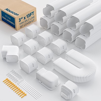 Nouscan 3'' 13Ft Mini Split Line Set Cover with Flexible Duct, Upgrade PP Decorat