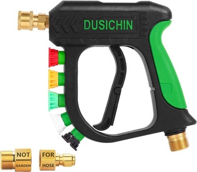3000 PSI Short Pressure Washer Gun 1/4'' Quick Connect, 5 Nozzles, M22 Fitting