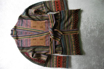 Exclusiv Strickjacke ETRO Gr 38 warme Erdfarben Wolle-Leinen-Kaschmir-Seide u.a.