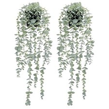 pcs Artificial Hanging Eucalyptus Plants for Shelf, Fake Potted 5.9in-24in 2