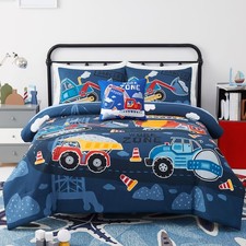 Kaleido Space Full Size Glow Dark Truck Comforter Set for Boys w/ Pillow Shams