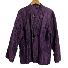 Citron Santa Monica Blouse Blazer Top Size 0X Linen Blend Crinkle Purple