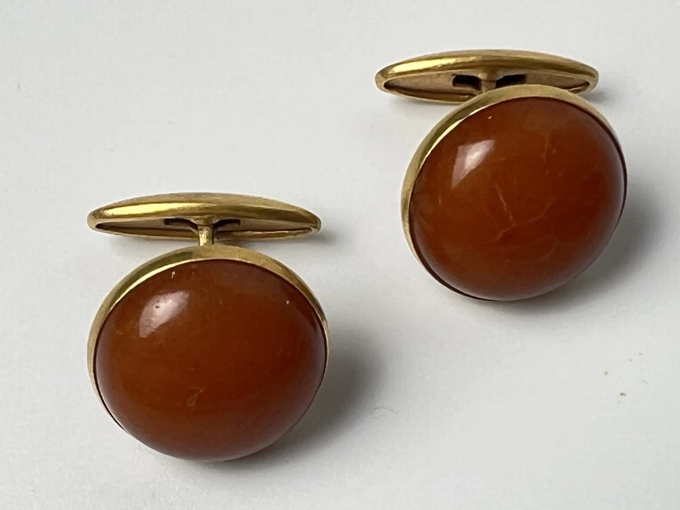 Gemelos ámbar soviéticos vintage URSS ámbar báltico joyería para hombre coleccionable Foto 3 de 4