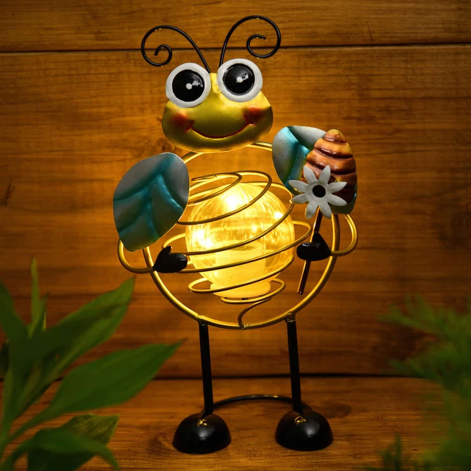 Cute Metal Bee Solar Ball Led Light Garden Ornament Light No Wiring Required - Image 2 of 4