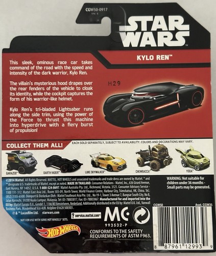 Hot Wheels Star Wars El Despertar de la Fuerza Kylo Ren, Precintado - Imagen 2 de 2