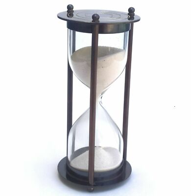 Vintage Antique Brass(5 min) Sand Timer Black Hour Glass Sandglass Decor Theme,