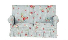 Canapé Loveseat 2 Places Bleu Gris Chintz 1:12 Meubles De Salon