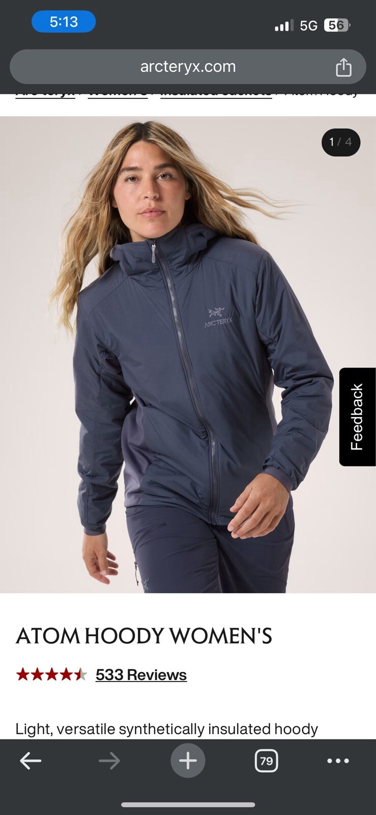 ARC'TERYX Felpa donna Arcteryx Atom con cappuccio nera zaffiro taglia small nuova con etichetta