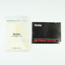 Vivitar 28-210mm f/3.5-5.6 Zoom Lens - Instruction Booklet - Manual