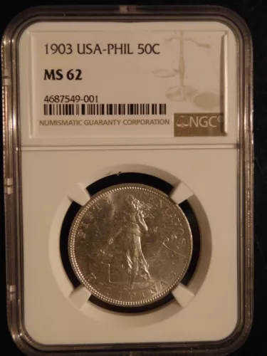 1903 USA / PHILIPPINES  50 CENT "NGC 62" MINT STATE HALF DOLLAR
