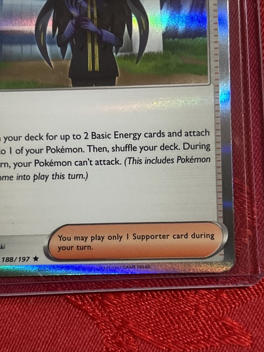 188 197 pokemon card Hydrapple - 188/182 - Destined Rivals Colorless Rocket Rush (30x) This attack does 30 damage for each of your Team Rockets Pokémon in play. Geeta - 188/197 Obsidian Flames