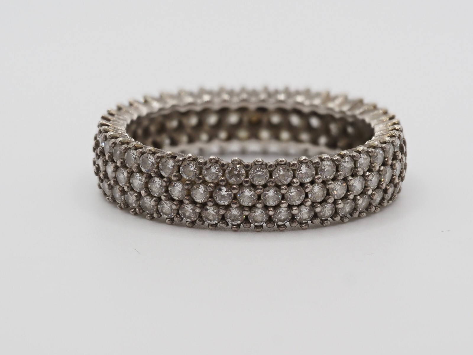 Photo 2 of Sterling Silver Triple Later Eternity Ring Size P, R225