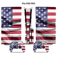 Fits PS5 PRO Disc Console  2 Controller USA Flag Vinyl Wrap Skin Decal