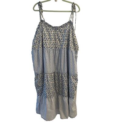 J. Crew Size 3X Blue White Paisley Floral Tiered Sundress