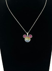 Multi Color Crystal Pendant 18" Necklace Disney Sterling Silver 925 Mickey Mouse