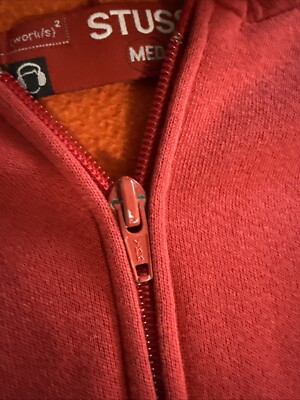 VTG 90's STUSSY zip up hoodie red men's sz medium | eBay
