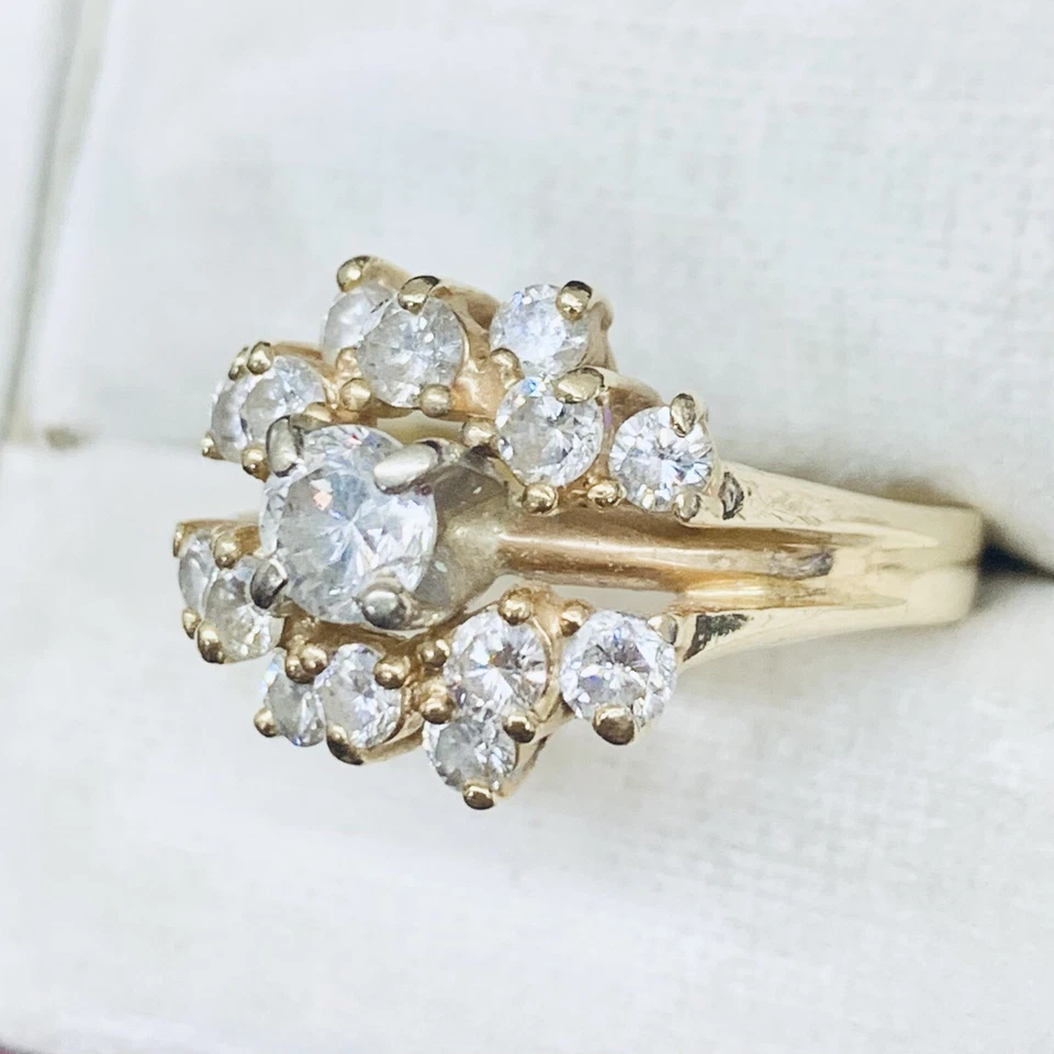 1 Ct 14k Yellow Gold Round Cut Natural Diamond Engagement Wedding Ring Size 8.5 - Image 3 of 4