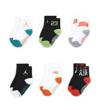 Nike Baby 6 Pk Multicolor Ankle Cotton Jumpman Jordan Gripper Sock Set 12-24 MO
