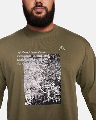 Nike ACG Men's Long-Sleeve T-Shirt, FN7318, Medium Olive, Large