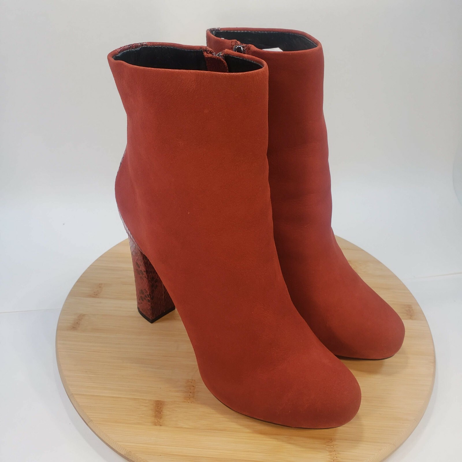 Boutique 9 Womens Boots Red Suede Snake 
