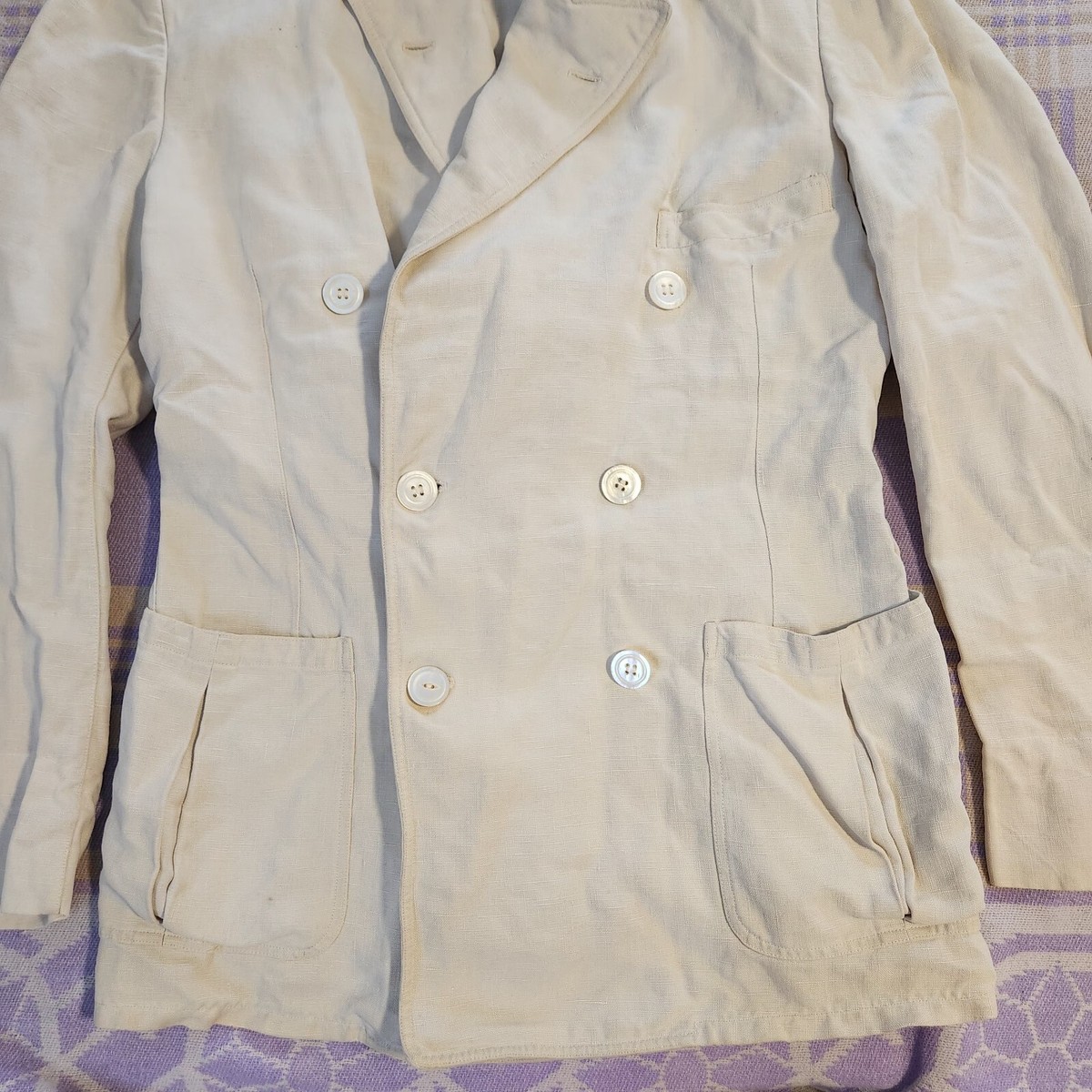 Herman B Wells Vintage 30's Mark Twain Linen Double Breasted Shawl