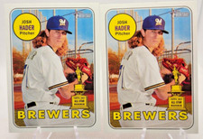 (2) 2018 BREWERS Josh Hader  Topps Heritage #150 Brewers/Padres