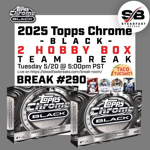 Chicago Cubs 2025 Topps Chrome Black Hobby 2-Box Team Break #290