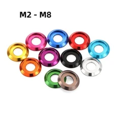 Aluminum Alloy Flat Button Dome Head Bolt Round head Washers Gasket Cone M2 - M8
