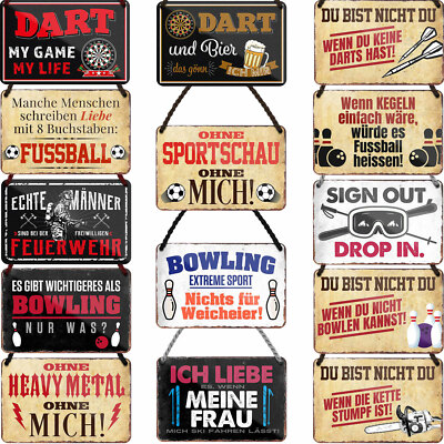 Blechschild lustig Sprüche Schild Hängeschild 18x12cm Hobby Kegeln
