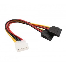 Syba CL-CAB40021 4 Pin Molex Male to Two 15 Pin SATA Power Cable