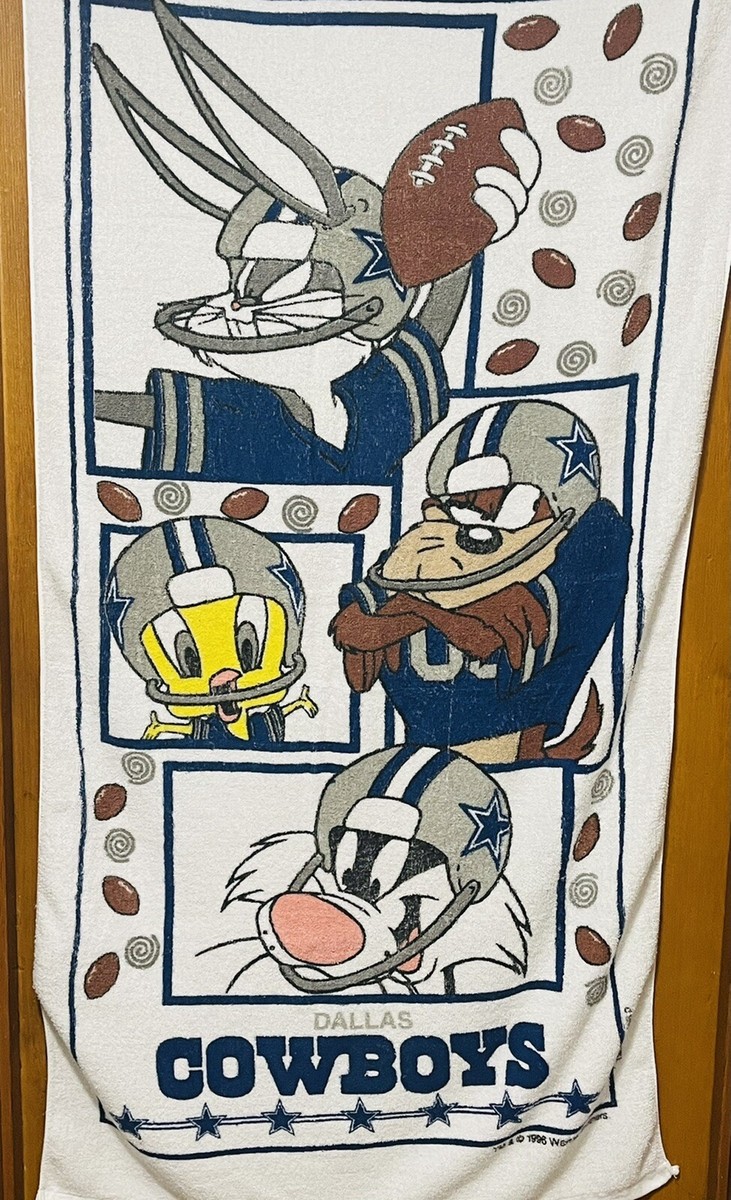 Vtg 1996 NFL Dallas Cowboys Warner Bros Beach Towel Taz Tweety