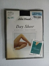 Nice Touch Day Sheer Everyday Pantyhose All Nylon Leg Off Black Size D