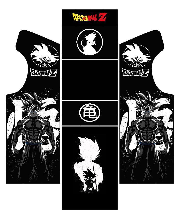 Stickers de borne arcade Dragon Ball noir autocollant meuble Euro