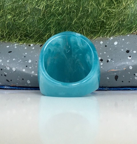 Summer Ring Size 7 Lucite Acrylic Plastic Ring № 6 Sky blue -Aqua Color - Picture 3 of 24