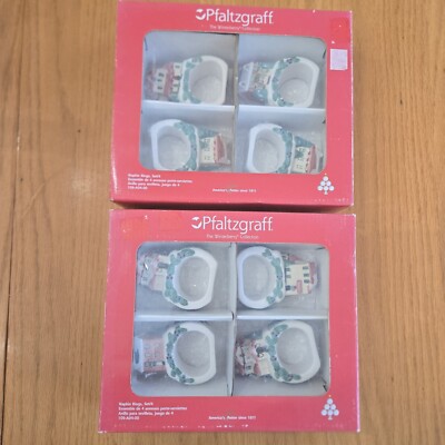Set 8 Pfaltzgraff Winterberry 3D Cottage House Napkin Holder Rings BOXED Lot