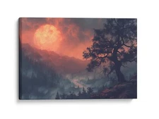 Mystic Landscape Canvas Art, Surreal Nature Wall Decor